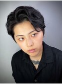 メンズショートビジネスツーブロックセンターパートフェード