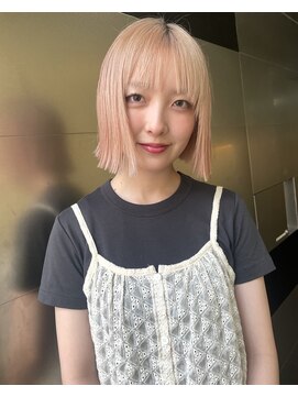 ガリカ 大名(Gallica) 【恒吉佐央理】光に透けるピンクベージュカラーのハイトーンボブ