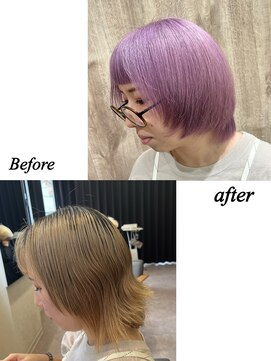 イノセンス 西宮北口店(innocence) 【shinスタイル】姫カットレイヤー×ケアブリーチ×ラベンダー