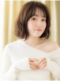 透けバング切りっぱなしゆるふわ抜け感ボブパーマZ戸頭30代40代