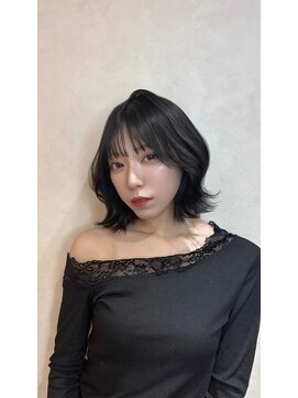 ロンド ルージュ 銀座店(Lond rouge) ミニウルフレイヤーカット顔周り前髪韓国ミディアムロング/銀座