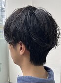 センターパートパーマ