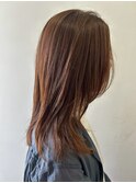 レイヤーカット/オレンジブラウン/艶髪