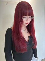 ユーフォリア 新宿通り(Euphoria) レッドカラー/ブリーチ1回/ザクザクレイヤー/韓国ヘア