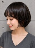 ショートボブ ミニボブ 顔周りレイヤー シースルーバング