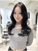 韓国ワンホンレイヤーヨシンモリ暗髪ブルーブラック