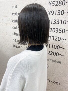 モリオ フロム ロンドン サッポロファクトリー店(morio FROM LONDON) 【morio】札幌ボブ　黒髪ぱつっと外ハネボブ