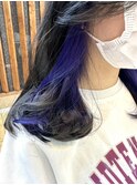 大人可愛い　小顔セミロングレイヤー　ラベンダーカラー