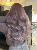 透明感カラー/ブラウングレージュ/巻き髪