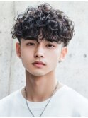 マッシュ プードルパーマ ツーブロック ショート 20代