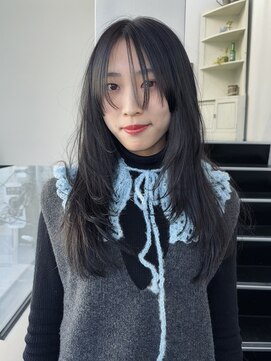 グレージュ×シャギーレイヤー/ダブルカラー/グレーブラウン