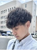 無造作ショートマッシュメンズ波巻きツイストスパイラルパーマ