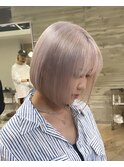 ホワイトラベンダーミルクティーベージュハイトーンボブリタッチ