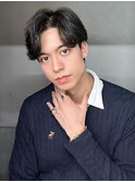 韓国マッシュ刈り上げセンターパートニュアンスパーマ_ba498581