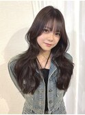 20代30代オリーブグレージュくびれヘア韓国レイヤーロング