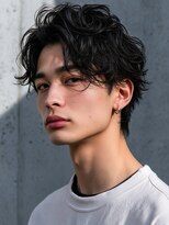 マナ 阪神尼崎(MANAZ)&nbsp;10. ニュアンスパーマ/メンズ/センターパート/黒髪