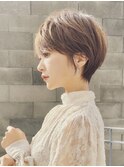 ショートボブ丸みショートカットマッシュショート前髪あり