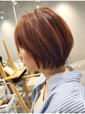 《30代40代》オレンジブラウン＋丸みショートボブ【浦野】