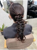 編みおろしツイン//アップヘア/ローポニー/結婚式ヘアセット