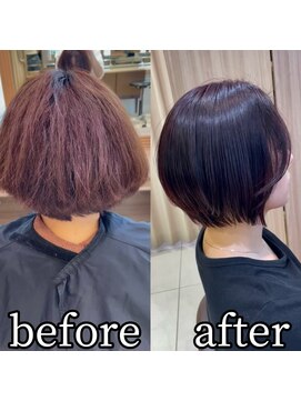 アッシュ 等々力店(Ash) ショートボブ丸み矯正＆ラベンダーカラー