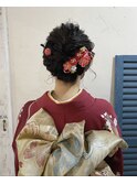 ensue京都 耳かけショートボブ 成人式ヘアセット アレンジ 中島