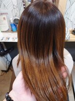 ヘアーカルチャー 小倉台店 HAIR CULTURE セミロングストレートココアブラウン艶髪大人可愛い