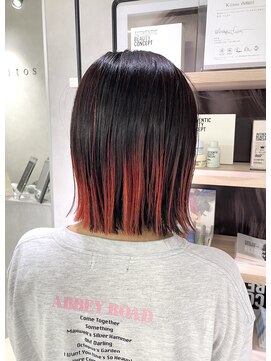 キートス(Kiitos) デザインカラー梅田ボブハイライトグラデーションカラー