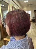 大人可愛い小顔ショートボブチェリーピンク