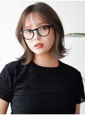 インナーカラー外ハネボブパーマくびれボブくびれミディアムボブ