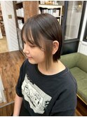 ２０代３０代４０代ミディアムボブインナーカラーベージュ