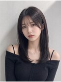 セミロング30代40代ストレートレイヤー前髪なし前髪あり池袋