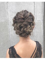 結婚式★編み込み★ヘアセット★ギブソンタックパーティーヘア★