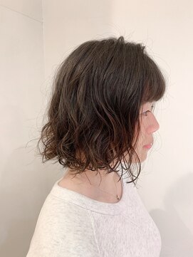 ジップ 緑店(zip) ふんわりボブパーマ×４０代大人の抜け感