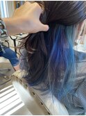 大人かわいいくびれミディラベンダーインナーカラー