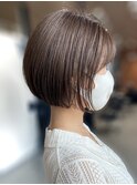 20代30代ミニボブココアブラウン小顔美肌ストレート丸み
