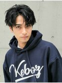 韓国マッシュツーブロックスパイラルパーマサイドパート