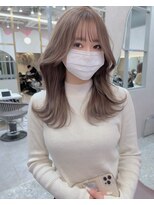 ロンド レア 天神大名店(Lond Le’a)&nbsp;インナーカラー/イヤリングカラー/ミルクティベージュ/ボブ/博多