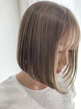 アオゾラヘアー 本店(AOZORA HAIR) ミルクティー×ミニボブ ダブルカラー ブリーチ