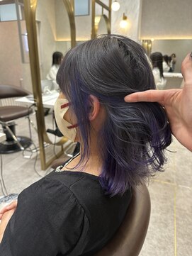 ロンド レア 天神大名店(Lond Le’a) ダブルカラーブルーパープルインナーカラーケアブリーチ韓国
