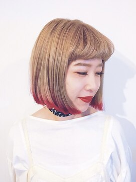 プランクスター(prankster) [prankster]ハイトーンベージュ ボブの赤い裾カラー