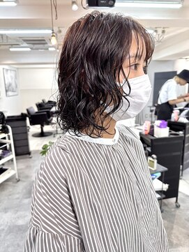 ヴェイン 渋谷(vain) ボブウルフ顔まわりレイヤーボブパーマぱっつん前髪アッシュ