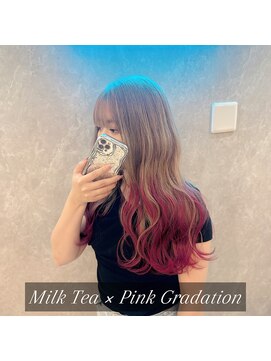 ロング/ミルクティ×ピンク/パツッとならないヒミツのグラデ