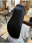 韓国風暗髪ストレート×メテオ配合ブルーブラック