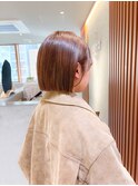 ホワイトグレージュミニウルフデジタルパーマチェリーブラウン