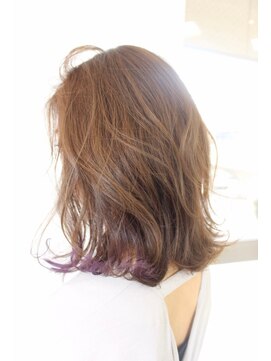 ジウ 上通り(JIU) ブラウンベージュ×裾ラベンダー×ワンカールロング20代30代40代