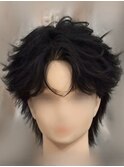韓国へアカルマパーマワックスなしセンターパート黒髪ウルフ