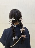 編み下ろしヘア/ツインヘア/ツインテール