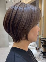 ソワネ 表参道(soigne) 表参道白髪ぼかし顔周りレイヤーくびれショートボブアッシュ40代