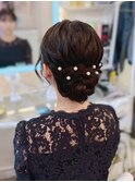 結婚式 二次会 お呼ばれ ゆるふわアップスタイル×パールピン