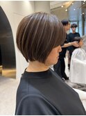 髪質改善カラーの丸みショートボブ＊
